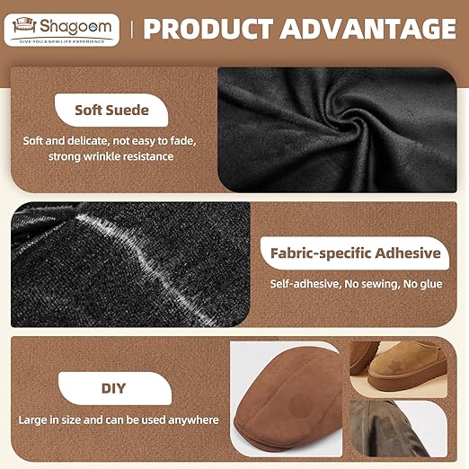 Suede Repair Patch, 17X158 Inch Fabric Large Repair Tape, Self-Adhesive Patches for Furniture, Sofa, Car Interior, Shoes, Hand Bag, Clothing (Beige, 17X158 Inch)