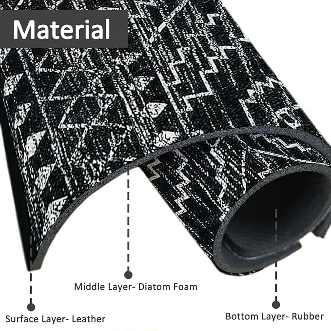 2PCS 24" X 5.5" Kitchen Sink Splash Guard Faucet Mat Aztec Super Absorbent Fast Drying Faucet Guard & Draining Mat Sink Splash Guard Behind Faucet for Kitchen, Bathroom