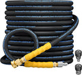 3/8" 4800PSI Pressure washer hose 50ft for cold and hot water Max 248°F with 3/8"quick connect Kink resistant Steel Wire Braided Power Washer Hose with M22 14mm Adapter，Blue