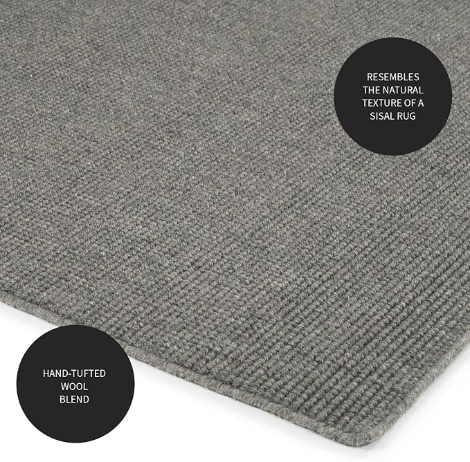 Plow & Hearth Dalton 2x3'6" Hearth Rug Fireproof | Ash | Wool Blend Fireplace Mat | Hearth Rugs for Fireplaces Fire Resistant | Protect Hardwood Floor and Carpet from Sparks and Embers Wood Stove