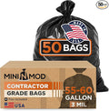 Contractor Garbage Bags 55 Gallon Heavy Duty | 50 Count | 3 Mil Construction Bags Heavy Duty with Ties | 55 Gallon Trash Bag Heavy Duty for Contractors