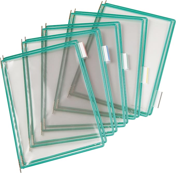 Tarifold Adjustable Floor Reference Display Stand, 10 Pockets, Green | 10 double-sided pockets hold 20 letter-size sheets, adjustable floor stand, durable metal bracket, easy to assemble