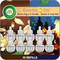 Air Wick Plug In Scented Oil Refill, 10ct, Bonfire & Crisp Fall Air + Brown Sugar & Vanilla, Essential Oils, Air Freshener.