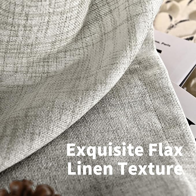 YoungsTex Dark Grey Linen Curtains 95 Inch Length for Living Room Back Tab Textured Window Drapes Light Filtering for Bedroom Rod Pocket, 52 X 95 Inch, 2 Panels