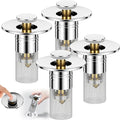 Vodolo 3 in 1 Sink Drain Strainer with Hair Catcher,4PCS Stainless Steel Popup Sink Stopper with Basket for Bathroom Kitchen Shower,Pop-up Bounce Core Floor Basin Drain Filter,Replacement Sink Plug