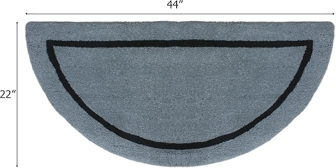 COTTON CRAFT Pure Wool Fireplace Rug - 22x44 inch Charcoal Grey Hearth Rug | Fire Resistant Hand Tufted Accent Carpet - Half Moon Shaped - Entryway Anti Fatigue Rug