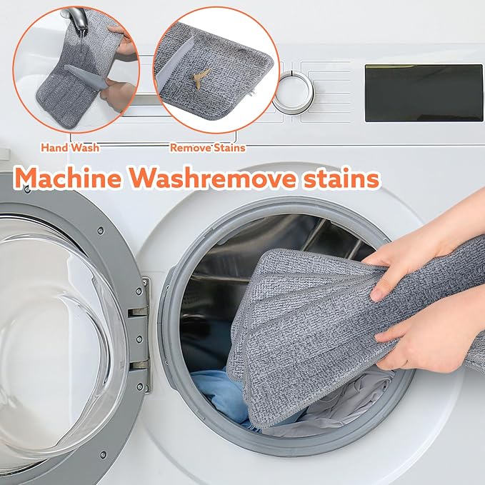 wlich Microfiber Flat Mop, 55" Extendable, 2 Washable Pads, White & Orange | Wet & Dry Cleaning, 360° Swivel Head, Lightweight Aluminium Handle for Tile, Wood, Laminate and Marble Floors