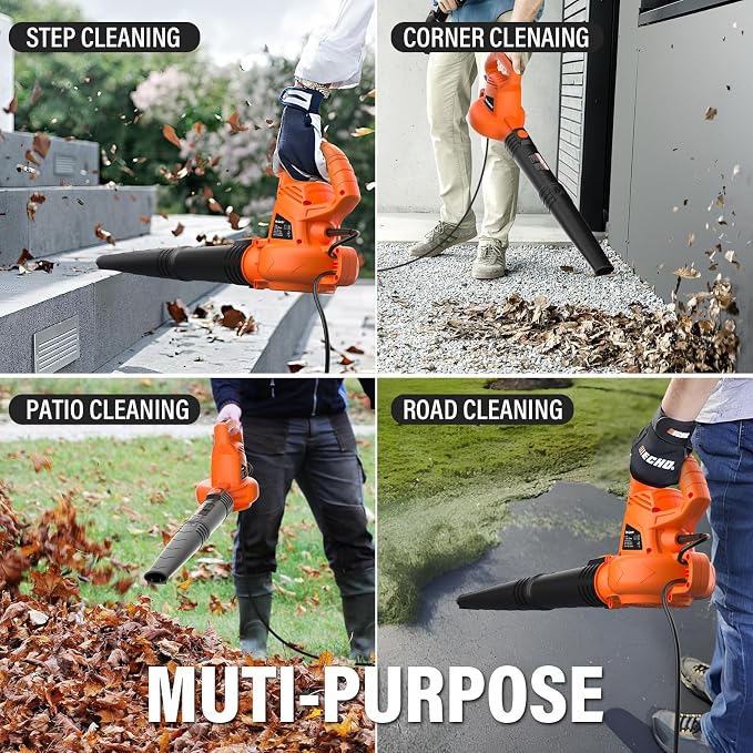 MAXLANDER 7-Amp Electric Leaf Blower, Handheld Blowers for Lawn Care | 350CFM 155MPH, Lightweight & Powerful, Corded