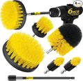 Holikme 6Pc Drill Brush Set - Soft Bristles with Extension for Home Clean | 5 Head Sizes, Yellow Nylon Fibers, Power Scrubber Attachments for Tile, Tub, Shower, Floors, Kitchen and Auto Interior Care