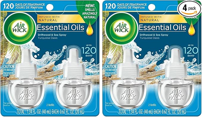 Air Wick Plug in Scented Oil Refill, 2ct, Turquoise Oasis, Essential Oils, Air Freshener (Pack of 2)