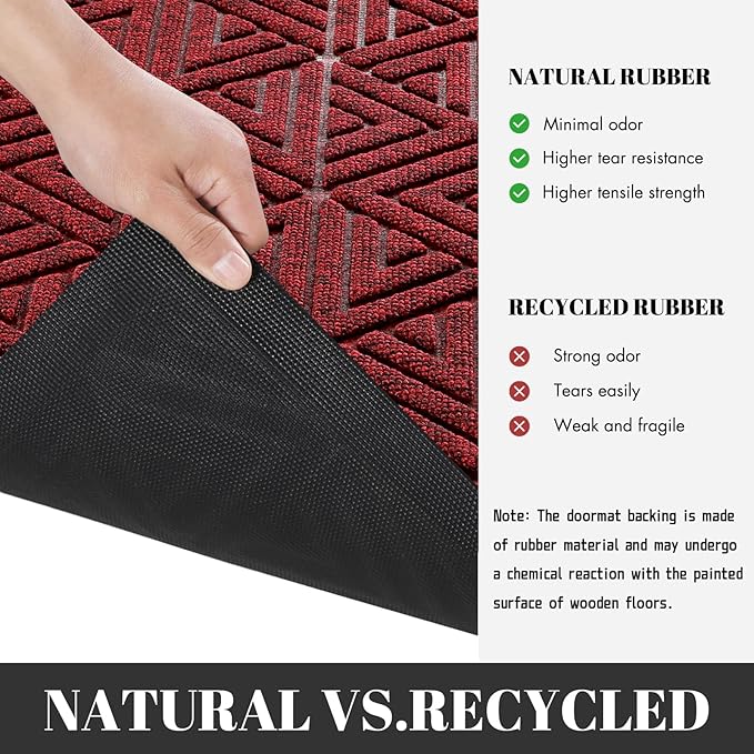 Yimobra Large Door Mat 47x32, All-Weather Waterproof Non-Slip Welcome Matt Outdoor, Heavy Duty Non Slip Doormat for Entryway for Patio and Garage Indoor, Easy Clean, Black Red