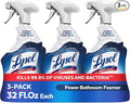 Lysol Power Foaming Bathroom Cleaner,Multipurpose Cleaner For Showers,Bathtubs,Sinks,Disinfectant Spray Kills 99.9% Of Germs,Zero Bleach Cleaning Spray,32 Oz.,(Pack of 3)