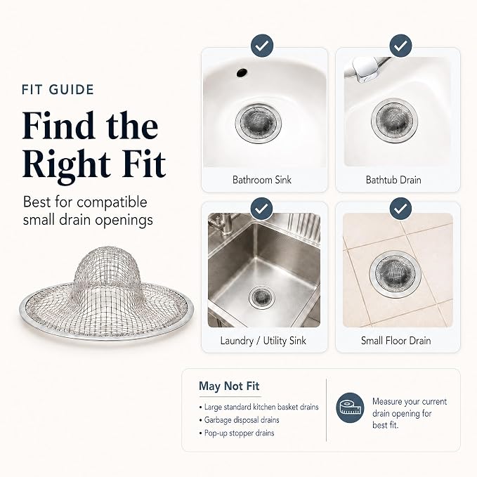 Kingrol 50 Pack 2-3/4 Inch Stainless Steel Sink Strainers, Small Mesh Drain Strainer Baskets for Kitchen Sink, Bathroom Sink, Bathtub, Laundry, Floor Drain and Utility Sink