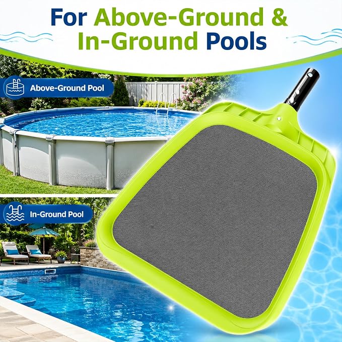 Sepetrel Pool Skimmer Net - Professional Heavy Duty Reinforced Frame Nylon Flat Leaf Rake Net,for Spa Pond Swimming Pool, Cleaning Supplies and Accessories, (Pole Not Included)