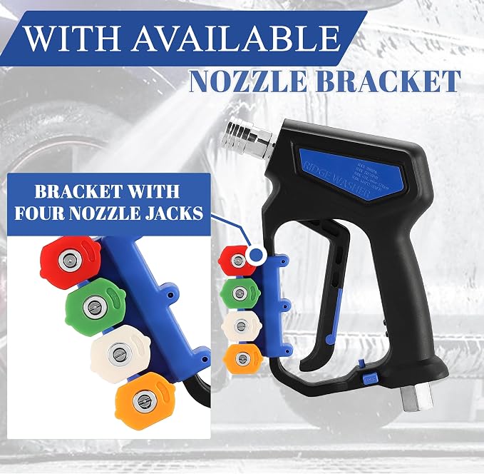 RIDGE WASHER Pressure Washer Gun Swivel, 5000 PSI, 12 GPM | Power Washer Gun with 1/4" Quick Connector, 360° 3/8 NPT Thread, M22-14mm Fitting, M22-15mm Fitting