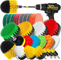Holikme 30Piece Drill Brush Attachment Set - Power Scrubber Cleaning Kit | Buffing Sponges, Nylon Grout Tools, Tile Bathtub Shower Floors Kitchen Car Interior Detailing, Cleaning Supplies
