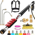 Pressure Washer Wand 24FT Telescoping with Pressure Washer Extension Wand, Gutter Cleaning Tools - Extension Pole, Brush Head, 7 Spray Nozzle Tips, Support Belt & Hose Adapters