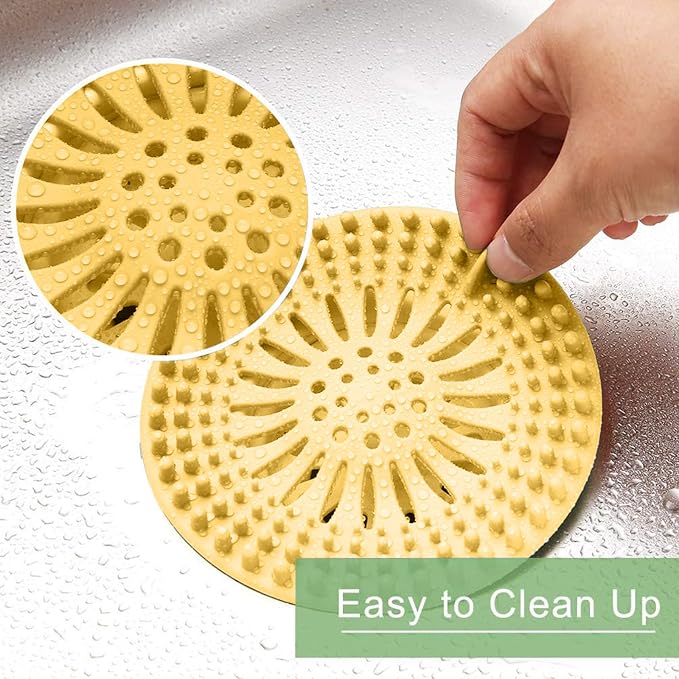 Gotega 5 Pack Drain Hair Catcher for Bathroom Tub Shower and Sink | Shower drain covers protector, flexible TPR material, multiple colors, hair trap garbage disposal parts, easy to clean