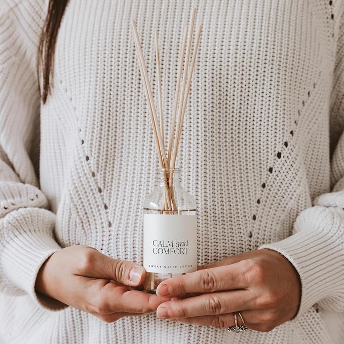 Sweet Water Decor Calm and Comfort Reed Diffuser Set | Mandarin, Ginger, Jasmine, White Tea Spa Scented Diffusers | Air Freshener | Housewarming Gift | Aromatic Stress Relief