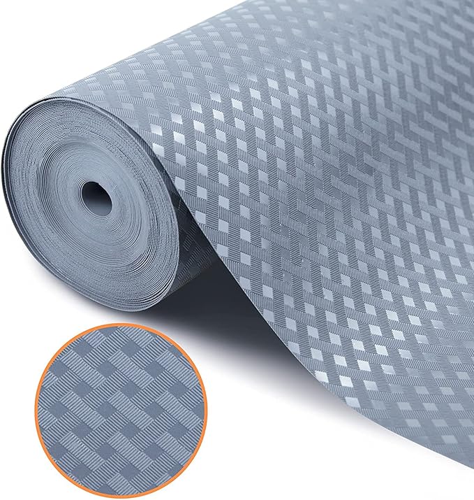 Shelf Liners for Kitchen Cabinets Refrigerator Liners Waterproof & Oil-Proof Kitchen Cupboard Liner Non-Slip Drawer Mats EVA Material Non Adhesive Fridge Mats for Shelves 17.3 x 78.7 Inches