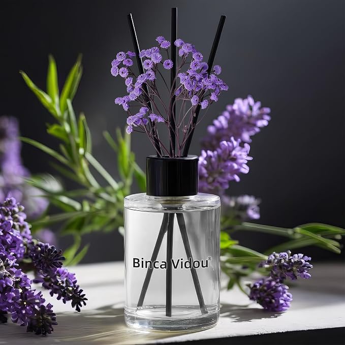 Reed Diffuser, Binca Vidou Lavender Reed Oil Diffusers Set for Office Decor Bedroom Living Room Aromatherapy for Gift Idea & Stress Relief 2.7oz(80ml)