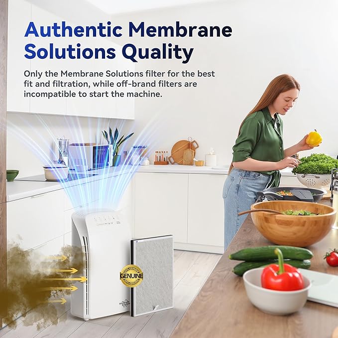 Membrane Solutions MSA3/MSA3S Genuine Smoke Removal Air Purifier Filter Replacement 1 Pack, Upgraded 6-in-1 H13 True HEPA Filter with OdallerPure Technology