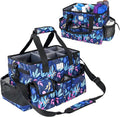Cleaning Organizer, Large Caddy Bag for Supplies, Housekeeper's Bag with Handle (Blue Leaf)