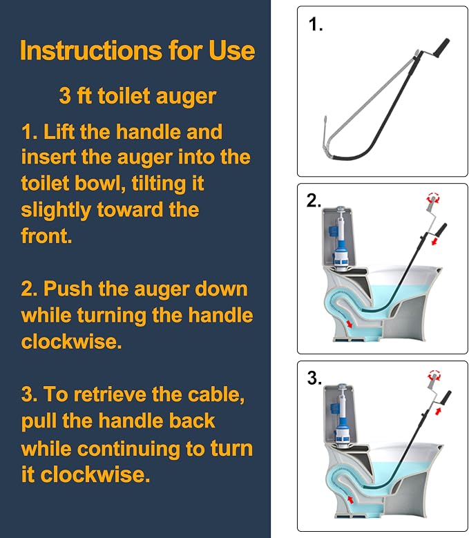 HimaPro Professional Toilet Auger/Closet Auger, 3 Feet Pipe Snake | Rust-Resistant High-Carbon Spring Wire, Scratch-Free Vinyl Sleeve, Ergonomic Non-Slip Handle