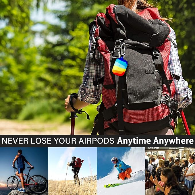 R-fun for AirPods Pro 2 Case, Soft Silicone Protective Cover with Keychain and Cleaning Pen, Compatible with AirPods Pro 2nd/1st Generation, Supports Wireless Charging, Rainbow