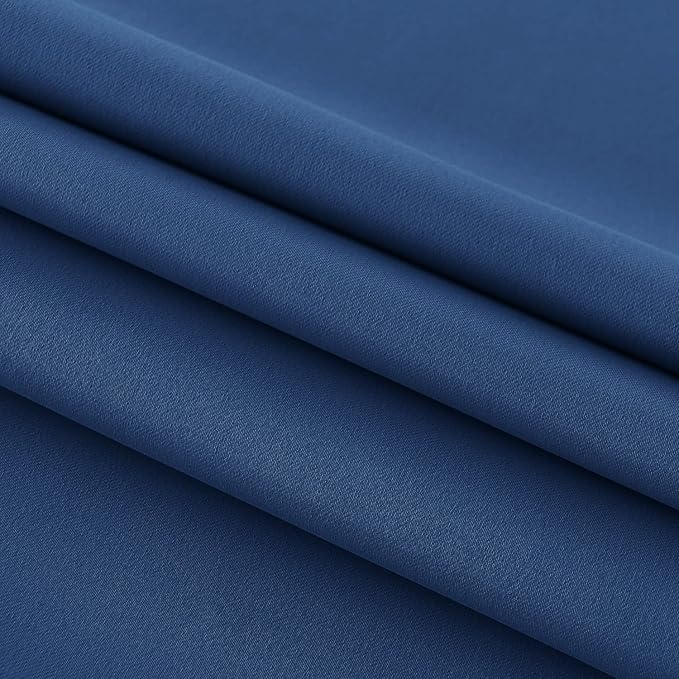 DWCN French Door Curtains – Rod Pocket Thermal Blackout Curtain for Doors with Glass Window, Kitchen and Patio Doors for Privacy, 25 X 72 Inches Long, 1 Curtain Panel with Tieback, Classic Blue