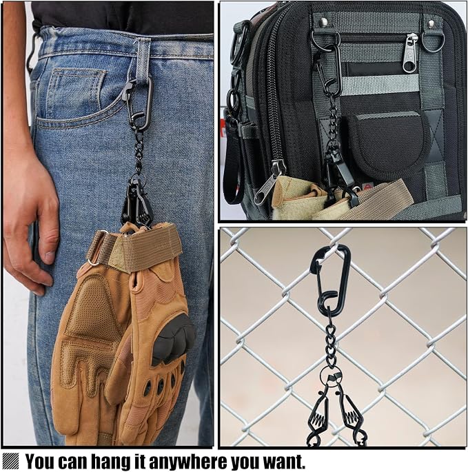 KUNN Glove Clip Stainless Steel Carabiner with Double-End Alligator Clip for Work Gloves, Glove Holder for Wall Mount