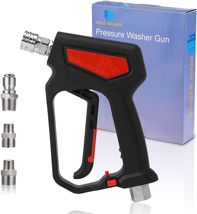 RIDGE WASHER Pressure Washer Gun 5000 PSI, 1/4'' Quick Connector | Power Washer Short Gun with 3/8" Quick Connect, 12 GPM, M22 Fitting