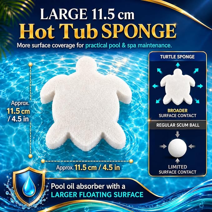 MAQIHAN 30 Pack Hot Tub Sponge - Pool Sponge Oil Absorber Pool Oil Absorbing Sponge Floating Turtle Scum Sponge Filter Cleaner for Above Ground Pool Inflatable Hot Tub, Swimming Pool & Spa Accessories