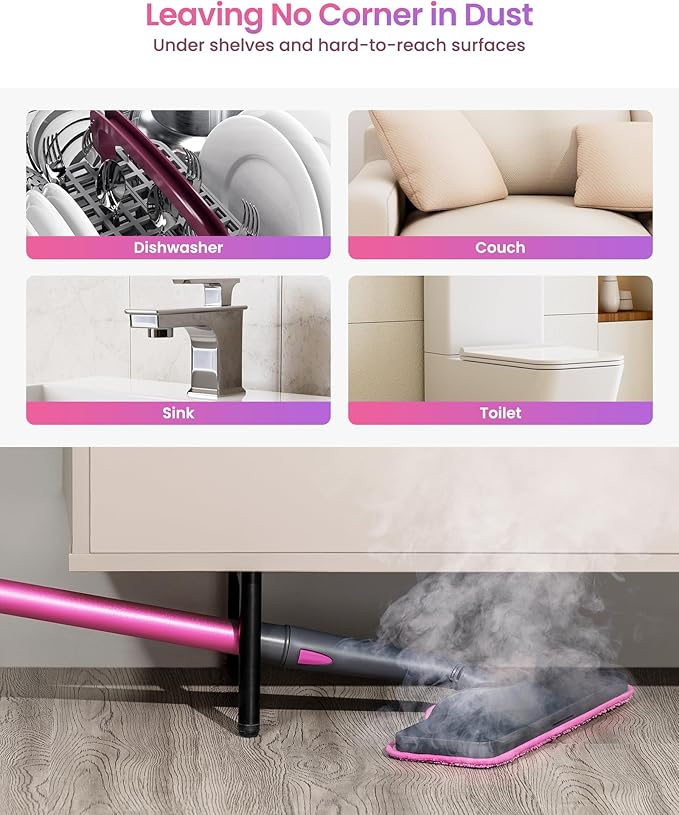 Schenley Steam Mop Cleaner with Detachable Handheld Steamer for Cleaning Hardwood, Laminate Floor, Tiles and Grout, with 13-in-1 Multi-purpose Accessories and Washable Microfiber Pads
