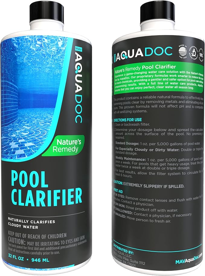 Ultimate Natural Pool Clarifier - an Eco-Friendly Way to get Clear Pool Water by Removing Cloudy Pool Water - AquaDoc Natural Pool Chemicals