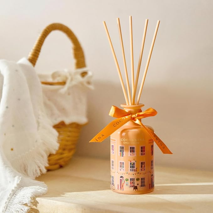 Reed Diffuser - Citrus Sunshine 6.76 fl oz Reed Diffuser with 8 Sticks Home Fragrance Bathroom Shelf Decor (Festive House Collection)