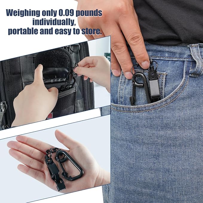KUNN Metal Glove Clips with Stainless Steel Carabiner Clip, Portable Glove Clips for Work Glove, Glove Holder for Wall Mount