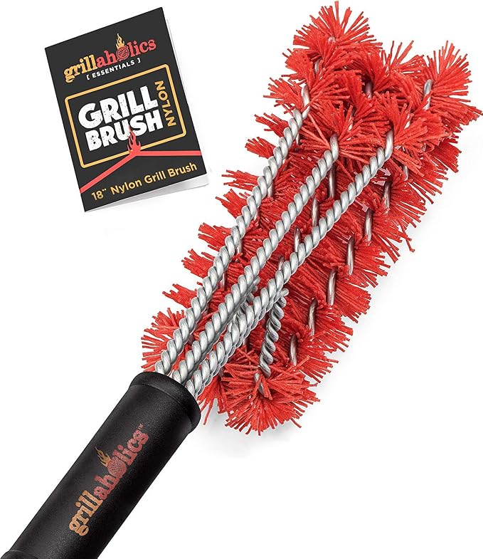 Nylon Grill Brush for Porcelain Grates | Non-Metal | Won't Scratch Coated Outdoor Grills | Works on Cold Grates