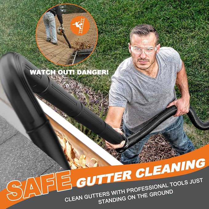 Sealegend Gutter Cleaning Tools for 2-1/2 in. Wet/Dry Vacuum Cleaner, Shop Vac Hose Attachments for Cleaning or Blowing Debris from Gutters Up to 4.8FT, 2-1/2 in. Shop Vac Accessories | Shop Vacuum Hose Accessories for Cleaning or Blowing Gutter Debris...