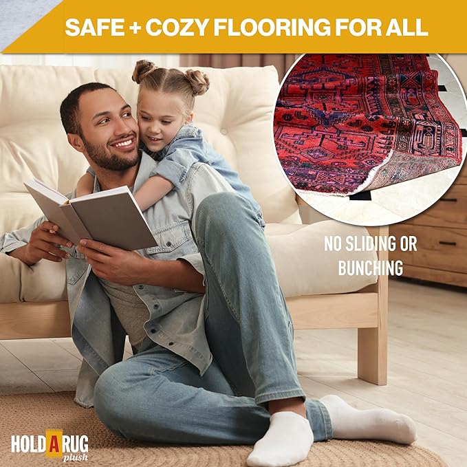 Hold-a-Rug Plush 5' x 8' Nonskid, Nonslip Rug Pad, Reversible Gripper, ¼ Thick, Safe for All Floors and Carpet, Keep Area Rugs Secure
