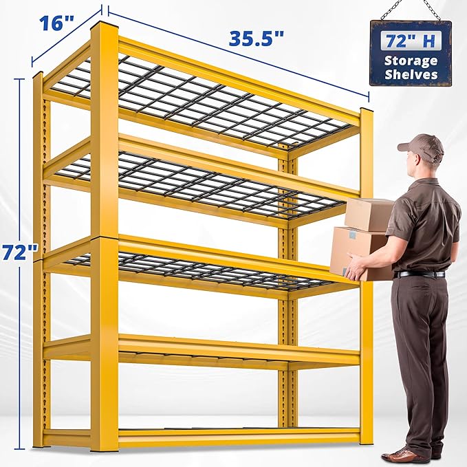 REIBII 72''H Garage Shelving 3010 LBS Storage Shelves Adjustable Metal Shelving 5 Tier Metal Shelves for Storage Industrial Shelf for Kitchen Pantry Warehouse Basement 72" HX35.5 WX16 D, 3 Pack