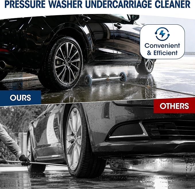 16 Inch Undercarriage Pressure Washer Attachment, Pressure Washer Undercarriage Cleaner, Under Car Washer Attachment with 3 Extension Wand, 4000 PSI