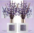 Premium Reed Diffuser Set with Preserved Baby's Breath & Cotton Stick Lavender Thyme 2 Packs, 6.7oz Scent Fragrance Oil Diffuser for Bedroom Bathroom Home Décor