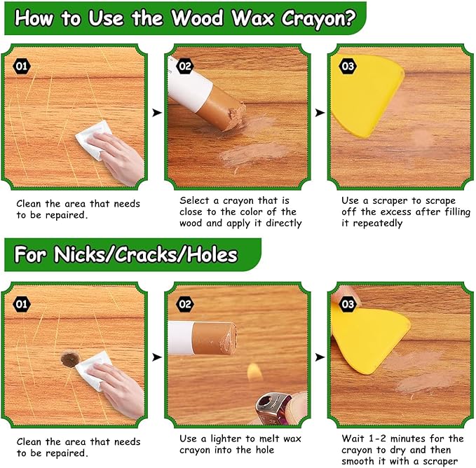 Furniture Markers Touch Up, 20 Colors Wood Filler Sticks, Wood Wax Crayons for Repairing Scratches, Scuffs, Cracks, Holes on Furniture, Floors, Cabinets, Tables, and Doors - Mixed Series