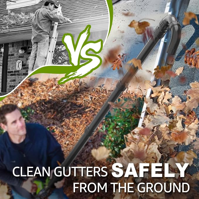Sealegend 8.3FT Gutter Cleaning Attachment Compatible with EGO Leaf Blower | for Electric Blowers LB5302/LB6504/LB7654/LB8803-2/LB6151..., Swivel Tail-Wand for Easier Control, 360°Nozzle