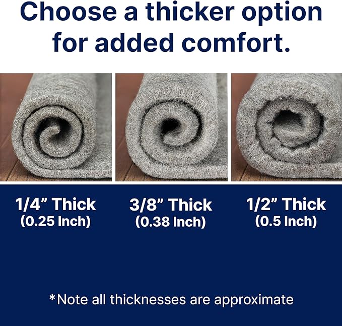 RUGPADUSA - Eco-Plush - 9' Square - 1/4" Thick - 100% Felt - Premium Cushioned Rug Pad - Available in 3 Thicknesses, Many Custom Sizes