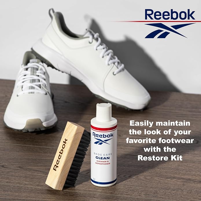 Reebok Restore Kit - Shoe Cleaner Kit, 6oz Cleaner and Conditioner with Premium Shoe Cleaning Brush - Shoes Cleaner Kit for Sneakers, Leather, Suede, Canvas & More