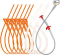 Drain Hair Remover(6pcs), Drain Snake Clog Remover(1pcs) ＆ Cleaning Brushes(2pcs) Tool Set For Toilet, Kitchen Sink, Bathroom Tub, Sewer, (6+2+1)