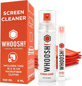 WHOOSH Screen Cleaner and Wipe Kit Duo, 3.7 fl oz + 0.3 fl oz | Large and Travel Size Bottles, Non Toxic and Odorless, For iPad, MacBook and Car Screens, 2 Microfiber Cloths