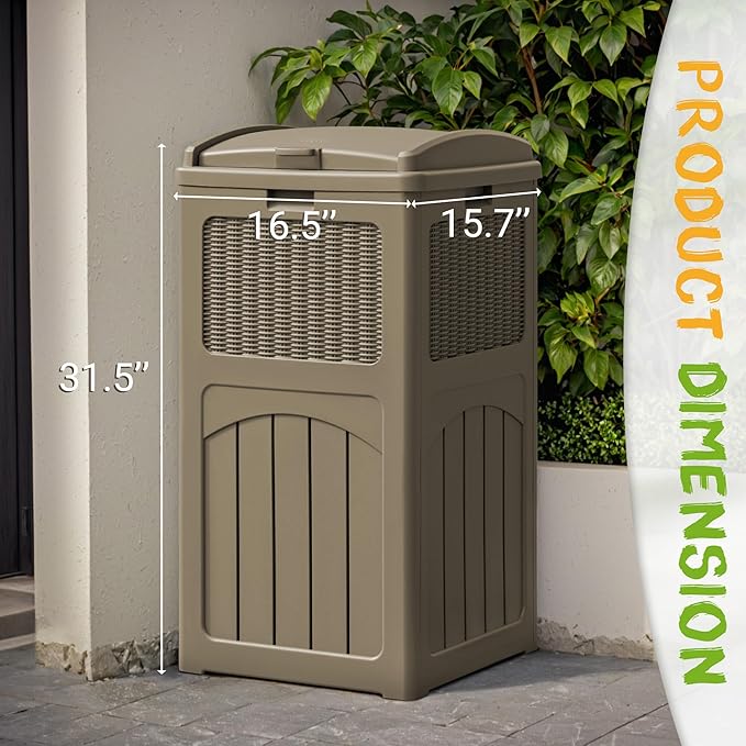 YESHOMY 4 Pack Outdoor Trash Can with Lid, Garbage Bins for Garden, Porch, Home and Kitchen, Coffee
